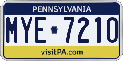 PA license plate MYE7210