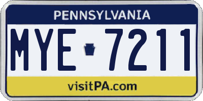 PA license plate MYE7211