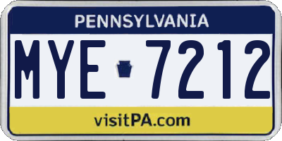 PA license plate MYE7212