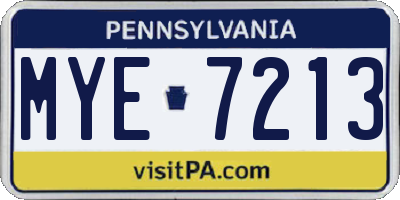 PA license plate MYE7213