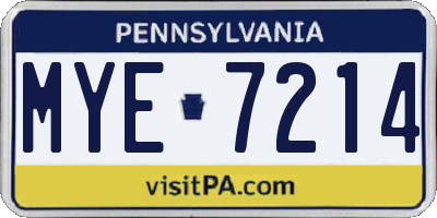 PA license plate MYE7214