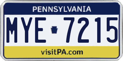 PA license plate MYE7215