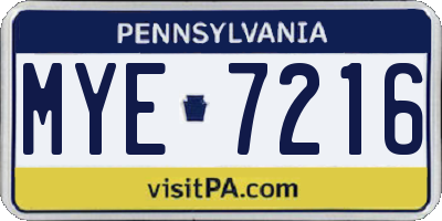 PA license plate MYE7216