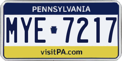 PA license plate MYE7217