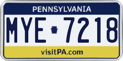PA license plate MYE7218