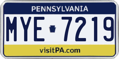 PA license plate MYE7219