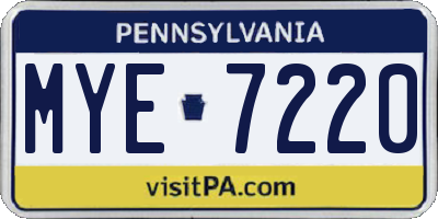 PA license plate MYE7220