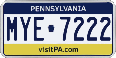 PA license plate MYE7222