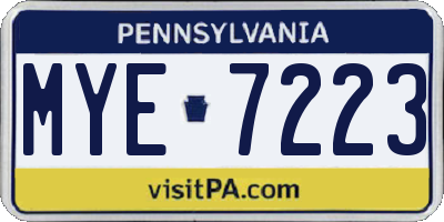 PA license plate MYE7223