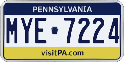 PA license plate MYE7224
