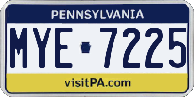 PA license plate MYE7225