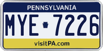 PA license plate MYE7226