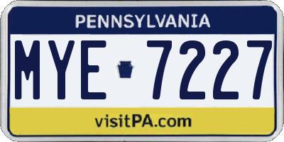 PA license plate MYE7227