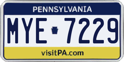 PA license plate MYE7229