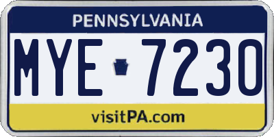 PA license plate MYE7230