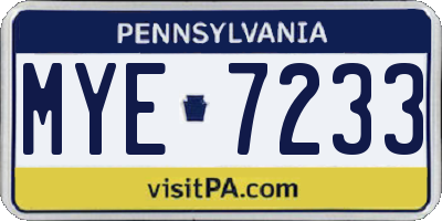 PA license plate MYE7233