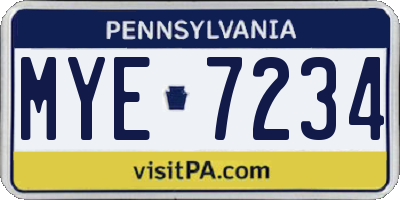 PA license plate MYE7234