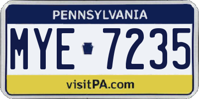 PA license plate MYE7235