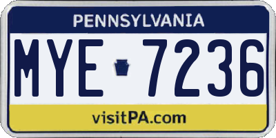 PA license plate MYE7236