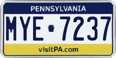 PA license plate MYE7237