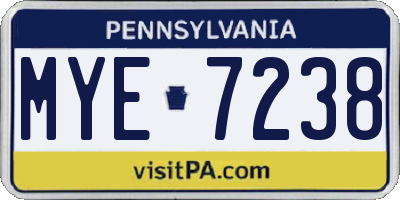 PA license plate MYE7238