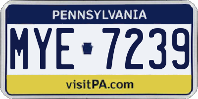 PA license plate MYE7239