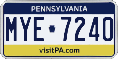 PA license plate MYE7240