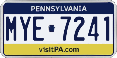 PA license plate MYE7241