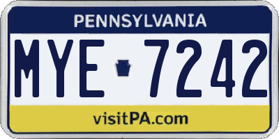PA license plate MYE7242
