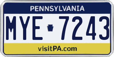 PA license plate MYE7243