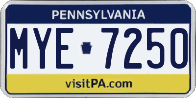 PA license plate MYE7250