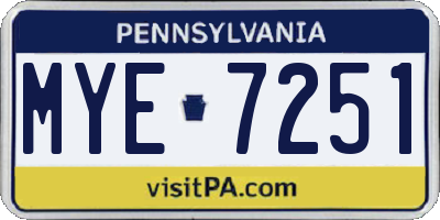 PA license plate MYE7251