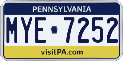 PA license plate MYE7252