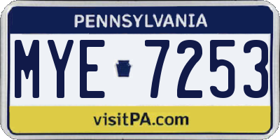 PA license plate MYE7253