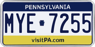 PA license plate MYE7255