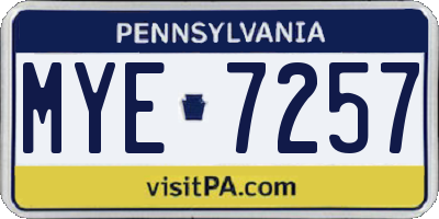 PA license plate MYE7257