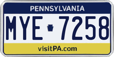 PA license plate MYE7258