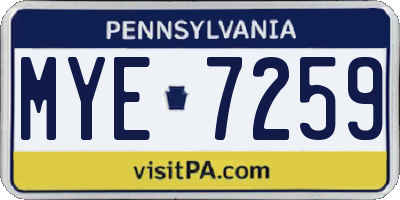 PA license plate MYE7259