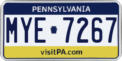 PA license plate MYE7267