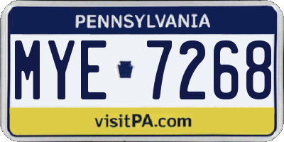 PA license plate MYE7268