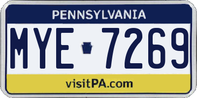 PA license plate MYE7269