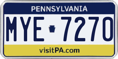 PA license plate MYE7270