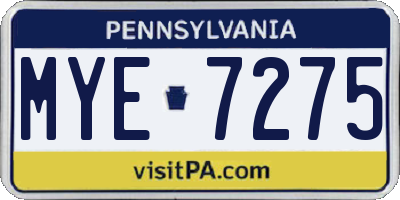 PA license plate MYE7275