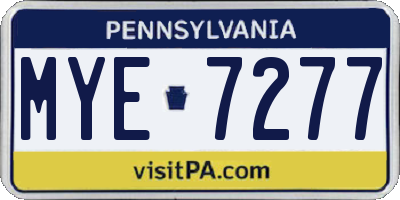 PA license plate MYE7277