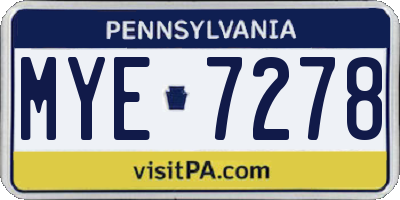 PA license plate MYE7278