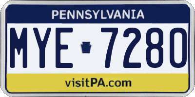 PA license plate MYE7280