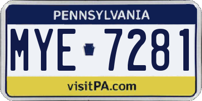 PA license plate MYE7281