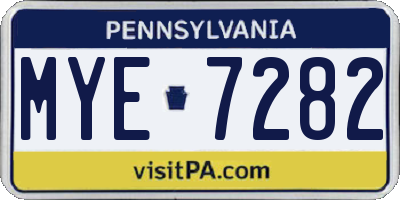 PA license plate MYE7282
