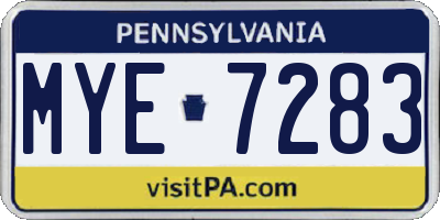 PA license plate MYE7283