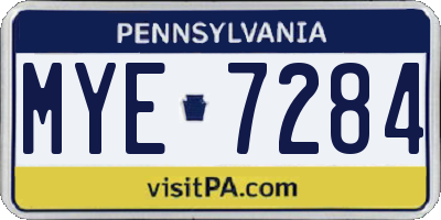 PA license plate MYE7284